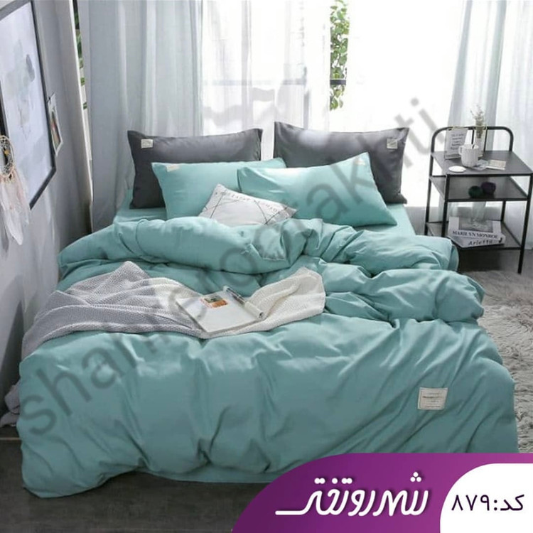 لحاف و روتختی ساده آبی کد ۸۷۹