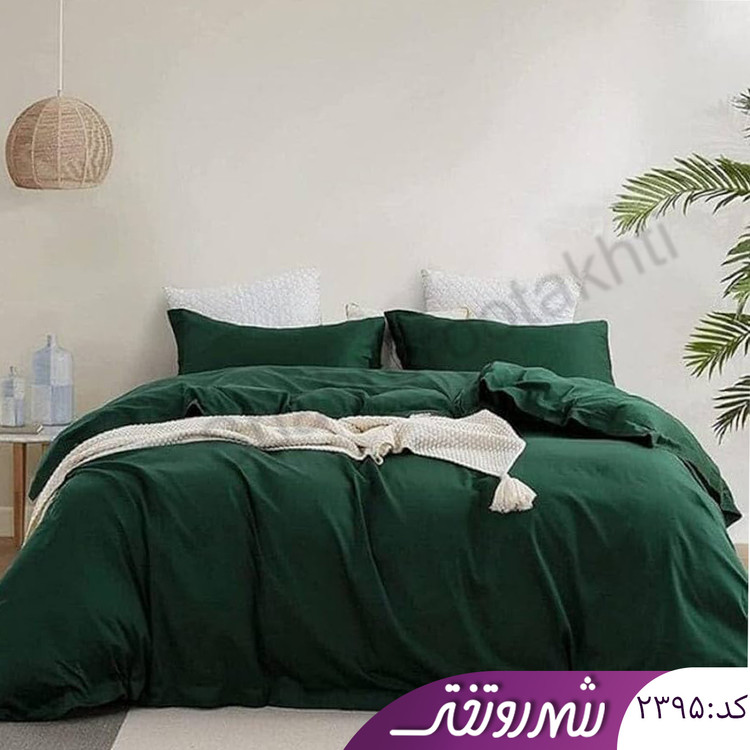 لحاف و روتختی سبزتیره نخی کد۲۳۹۵