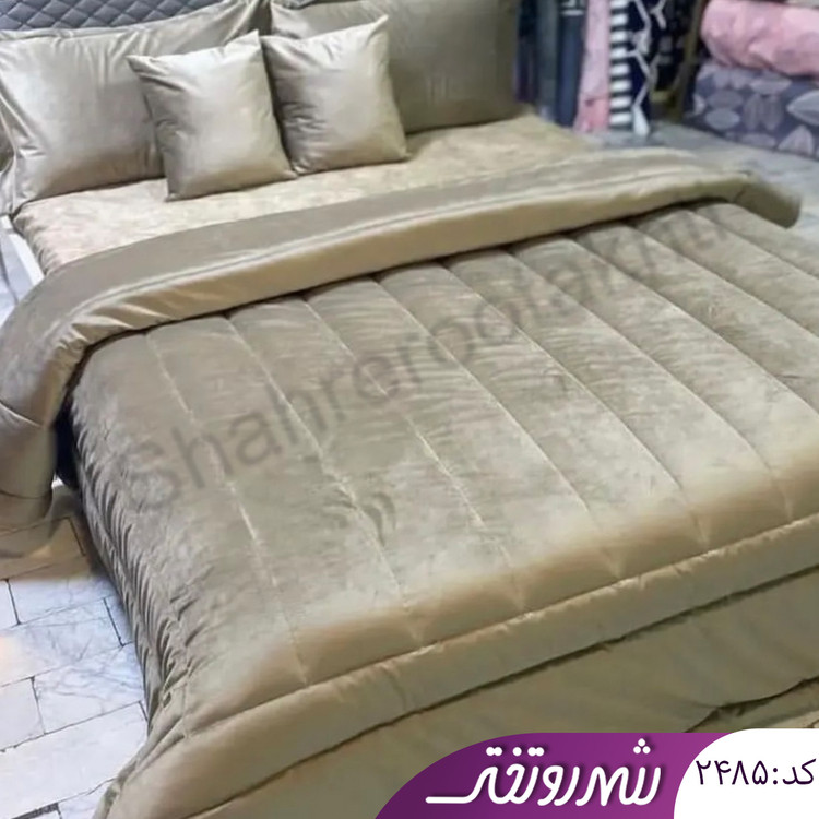 لحاف و روتختی مخمل کالیفرنیا نسکافه ای کد۲۴۸۵