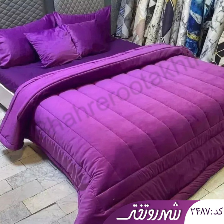 لحاف و روتختی مخمل کالیفرنیابنفش کد۲۴۸۷