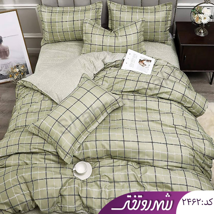 لحاف و روتختی سبزچهارخونه کد۲۴۶۲