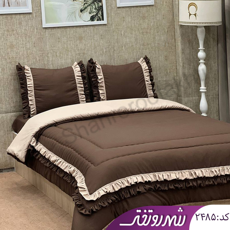 لحاف و روتختی چیندار قهوه ای