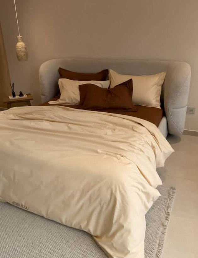 ست لحاف و روتختی استخونی و قهوه ای نخی خاص