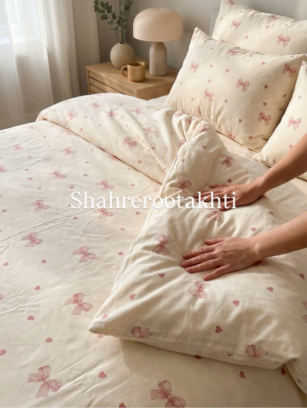 لحاف و روتختی پاپیونی پینترستی صورتی